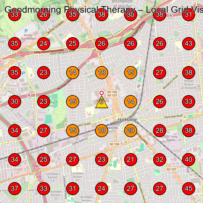 Goodmorning Physical Therapy GeoGrid visibility map for Physical Therapy Clinic in Jericho